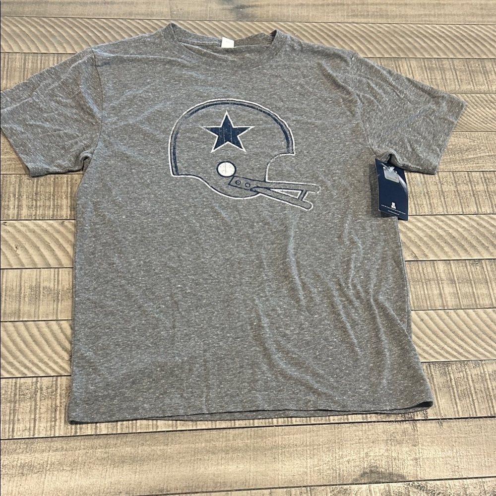 NFL Dallas Cowboys Gray Tee with Navy Helmet Design
